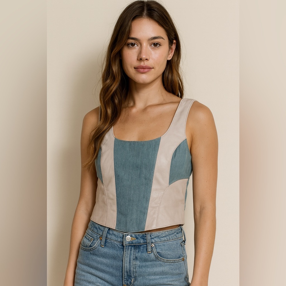 Denim and Leather Bustier